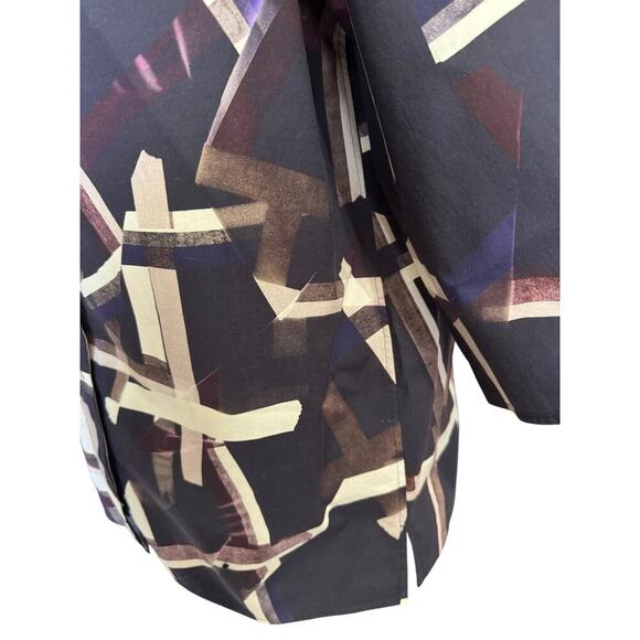 Cos Button Down Shirt Career Blouse Wide Collar Abstract Print Purple Size 8 - Picture 4 of 11